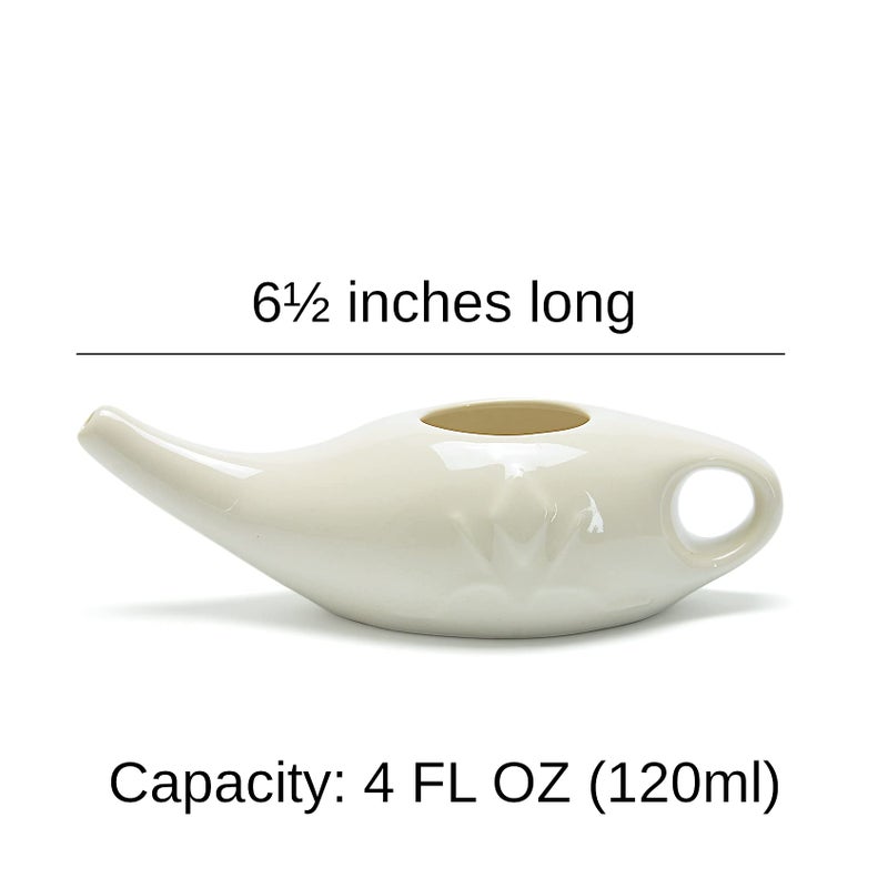Roe & Moe Ceramic Neti Pot for Nasal Sinus Cleansing Wash Irrigation Relief - Microwave and Dishwasher Safe - Petite - Image 3