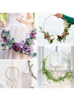 S SYMEFER 10 Pack 12 Inch Large Metal Floral Hoops, Metal Floral Hoop Centerpiece with 10 PCS Wood Place Card Holders, Wreath Macrame Gold Hoop Rings for DIY Wedding Table Decor Dream Catcher  - Image 5
