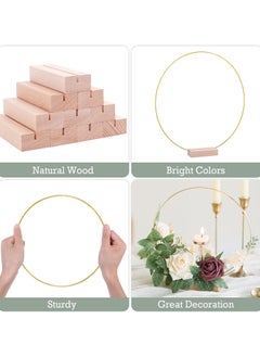 S SYMEFER 10 Pack 12 Inch Large Metal Floral Hoops, Metal Floral Hoop Centerpiece with 10 PCS Wood Place Card Holders, Wreath Macrame Gold Hoop Rings for DIY Wedding Table Decor Dream Catcher  - Image 3