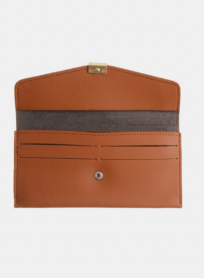Akher el Ankoud Women's leather wallet with multiple pockets and a square lock  - Image 2