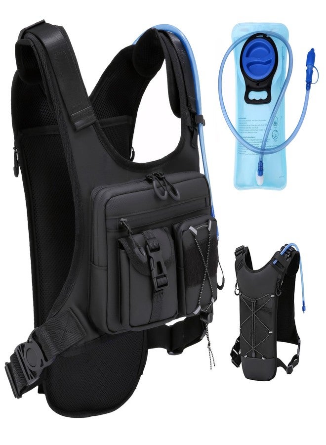 Criuage USA Patent Running Hydration Vest Backpack, Lightweight Chest Pack with 2.0L Water Bladder Bag Daypack for Hiking Running Cycling Race Marathon for Women Men (Black V2, Standard) - Image 1