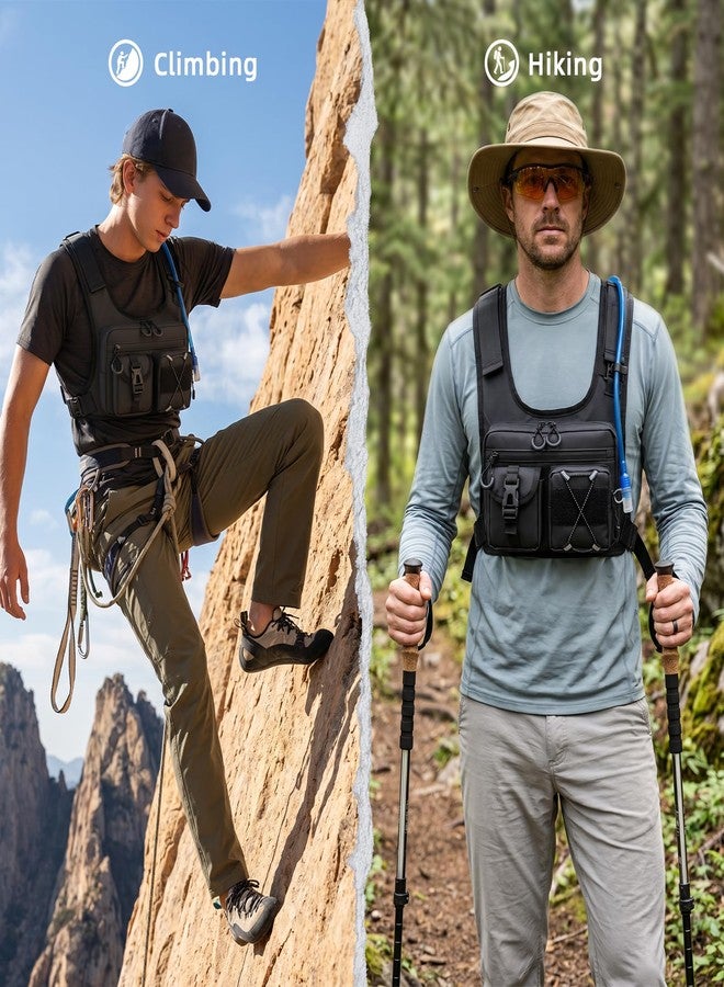 Criuage USA Patent Running Hydration Vest Backpack, Lightweight Chest Pack with 2.0L Water Bladder Bag Daypack for Hiking Running Cycling Race Marathon for Women Men (Black V2, Standard) - Image 3