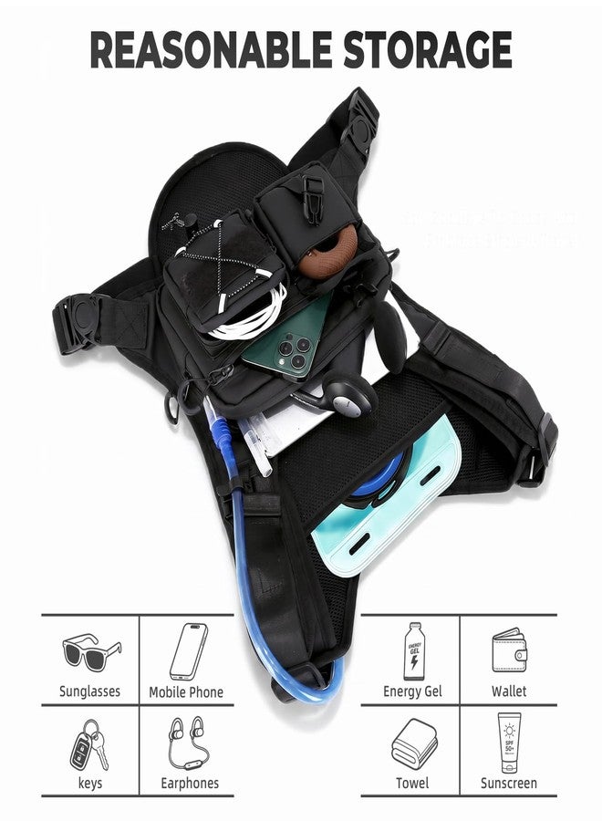 Criuage USA Patent Running Hydration Vest Backpack, Lightweight Chest Pack with 2.0L Water Bladder Bag Daypack for Hiking Running Cycling Race Marathon for Women Men (Black V2, Standard) - Image 5