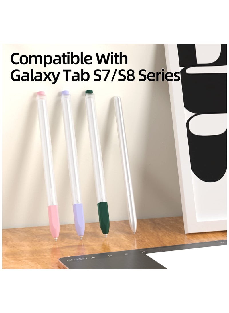 SOLARAE 3 Pack Compatible with Samsung Galaxy Tab S7/S7+/S7 FE/S8/S8+/S8 Ultra/S9/S9+/S9 Ultra Pencil Case S Pen Case, Cute Classic Design, Silicone Protective Case. (Purple, Pink, Dark Green) - Image 4