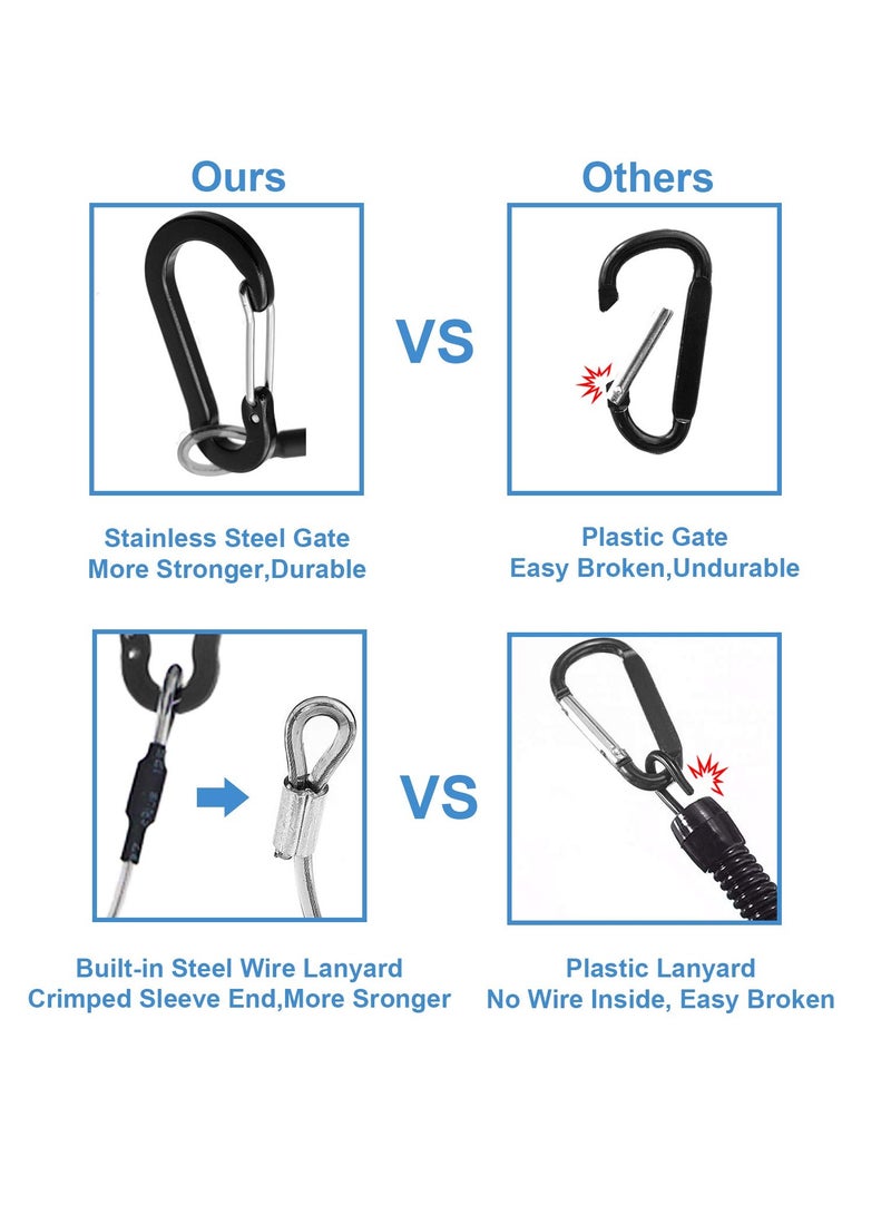 6-Pack Retractable Safety Coiled Lanyard with Aluminum Alloy Carabiner Clip for Securing Pliers, Lip Grips, and Boating Accessories. - Image 2
