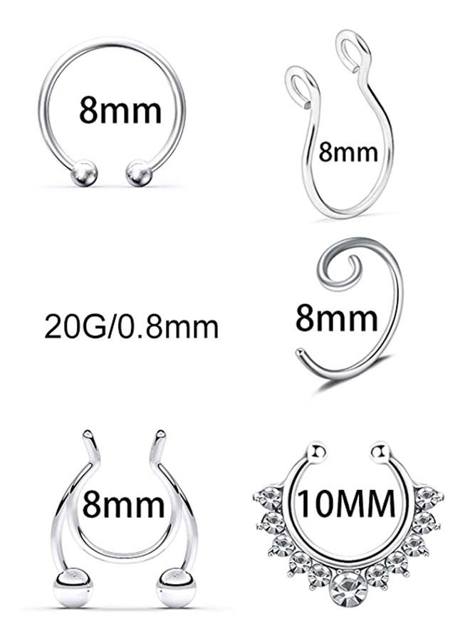 HAWAWA Fake Septum Nose Hoop Rings Stainless Steel Faux Lip Ear Nose Septum Ring Non Piercing Clip On Nose Hoop Rings Body Piercing Jewelry 20PCS  - Image 2