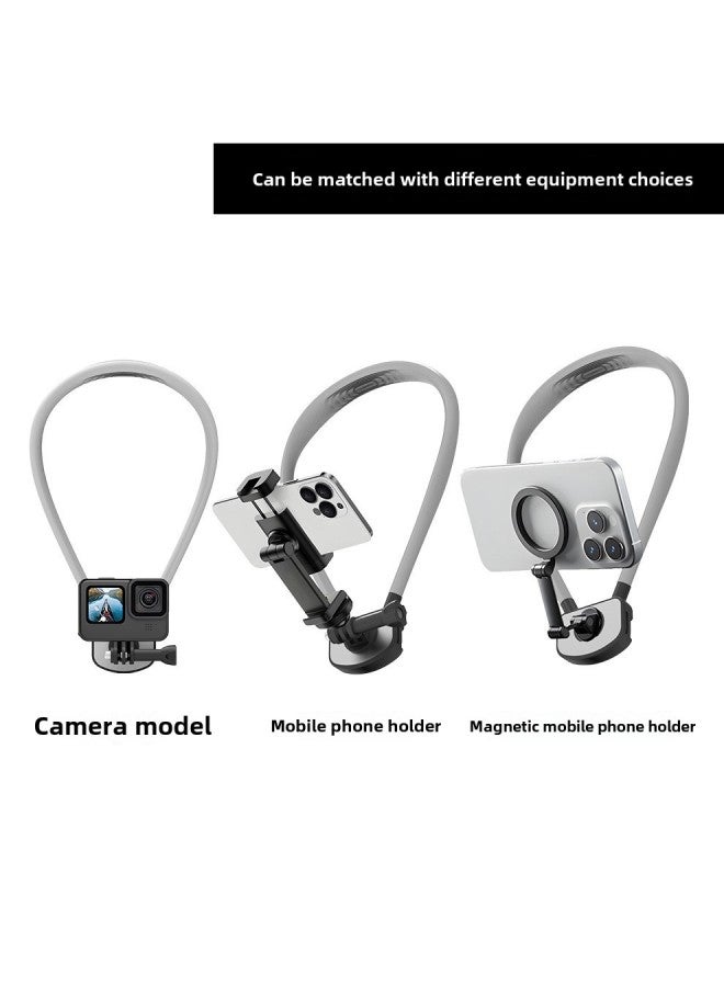 Hanging Neck Mobile Phone Magnetic Bracket First Viewing Angle Shooting Live Riding Mountaineering Fishing Outdoor Sports Camera Accessories-Color:Mobile Phone Clip Pink - Image 4