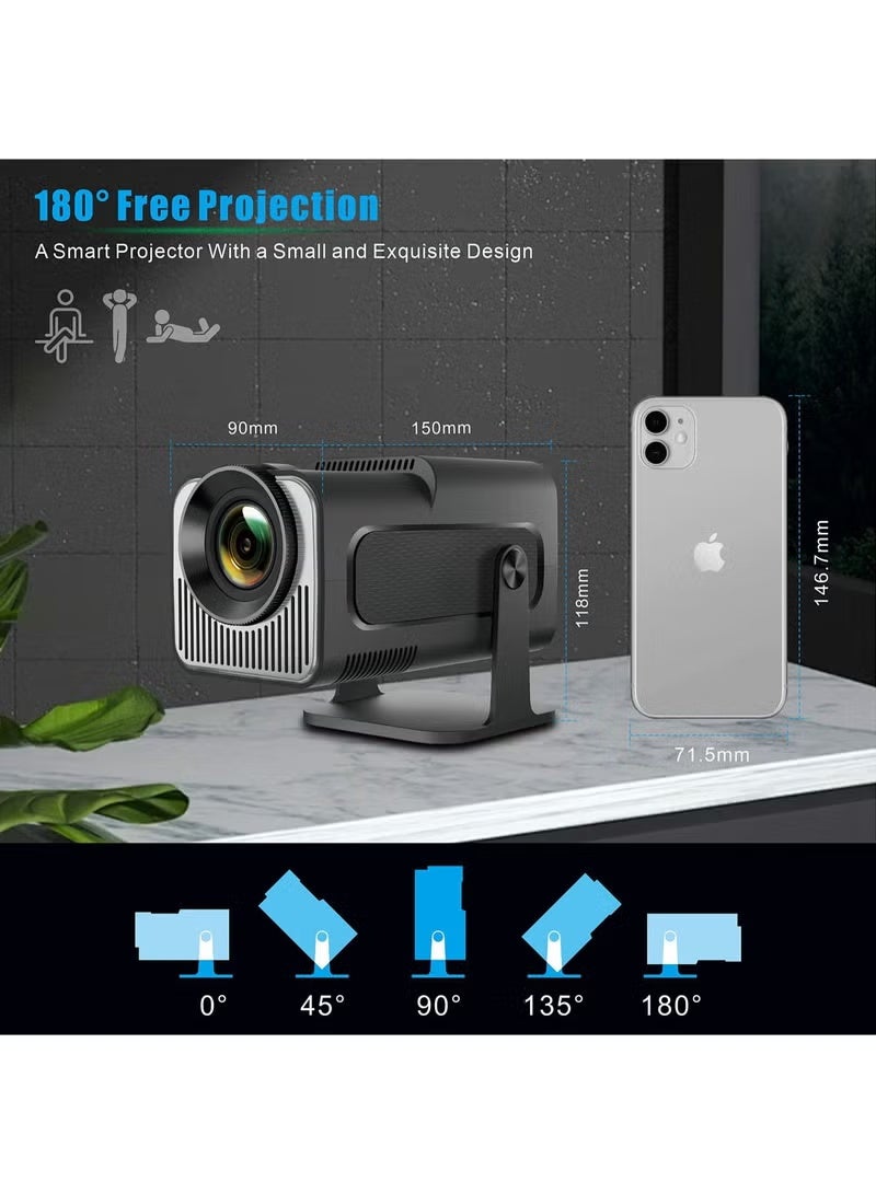 Neutral Portable HD Projector (MINI Edition) - Supports 1080P/2K/4K video decoding, equipped with 5G dual-band Wi-Fi and Bluetooth 5.0 - Mobile home cinema - Compatible with Android/iOS/Windows/TV sticks/HDMI/USB (Black) - Image 5