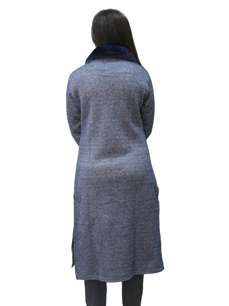 Matelco Women's Wool Straight Kurti for Winters (Ad04Caz45_Black_Parent). (2XL, Navy), Straight Fit - Image 3