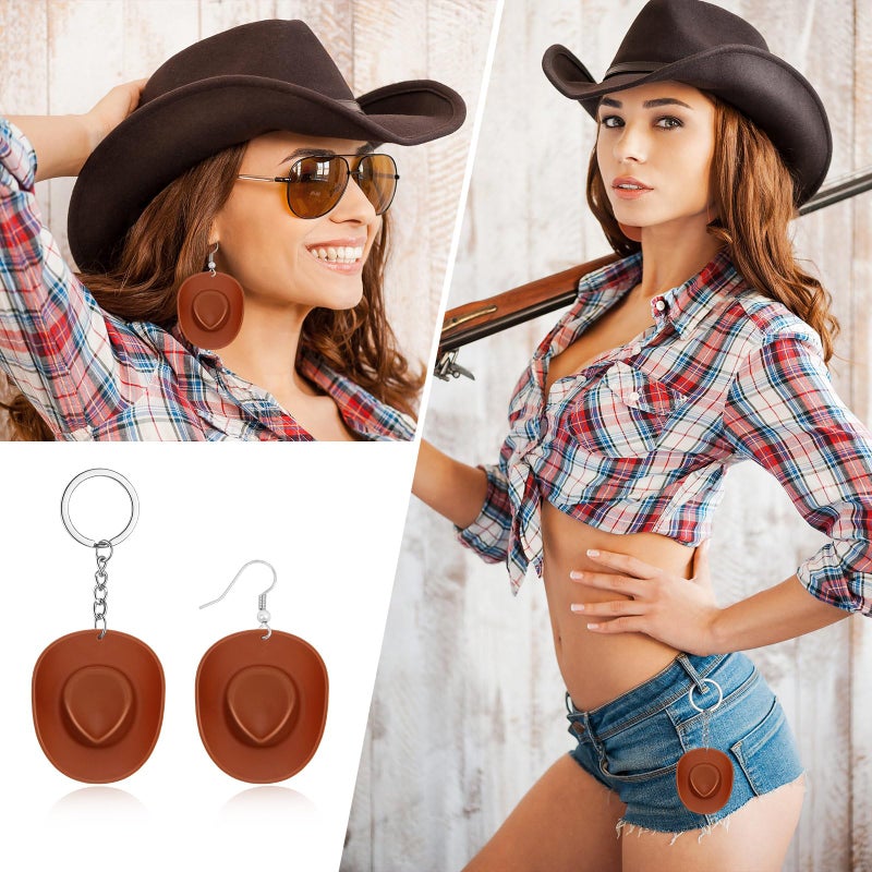 VICROIC 24 PCS Mini Cowboy Hat, Plastic Miniature Western Cowgirl Hat for Party Accessories, Cute Doll Hat Party Dress Hat for Dollhouse Birthday Decoration (Brown) - Image 5