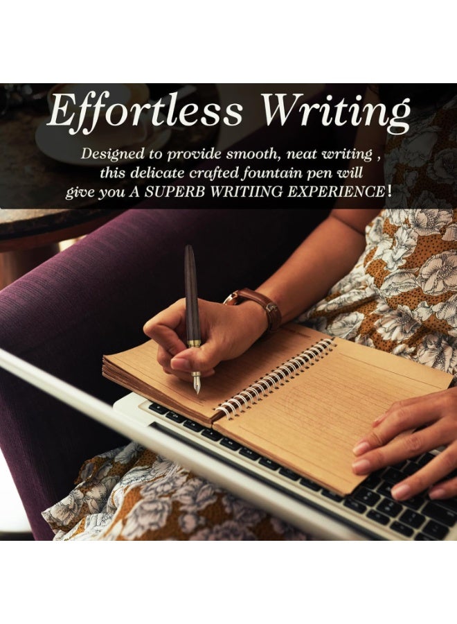 مجموعة من أقلام الخشب المصنوعة باليد ، أقلام الخشب الفاخرة العتيقة 0.5mm قلم كتابة سلس مع 12 حبرًا بالحبر 2.6 مم وصندوق هدايا لكتابة مذكرات اللوازم - Image 3