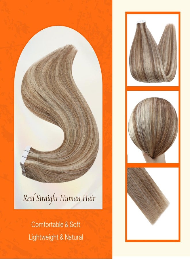 Fshine Full Shine Hair Extensions Tape in 20 Inch Tape in Extensions Human Hair Color 10 Highlights 613 Blonde Invisible Tape Ins Human Hair Extensions 20PCS 50g Extensions for Women Real Hair - Image 2
