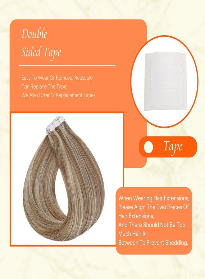 Fshine Full Shine Hair Extensions Tape in 20 Inch Tape in Extensions Human Hair Color 10 Highlights 613 Blonde Invisible Tape Ins Human Hair Extensions 20PCS 50g Extensions for Women Real Hair - Image 4