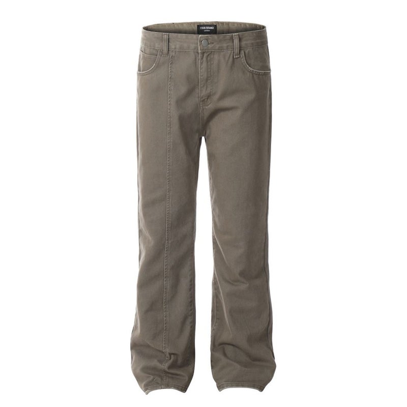 Maillard Retro Brown Micron Jeans Unisex Loose Straight Slim Look Cleanfit Pants - Image 5