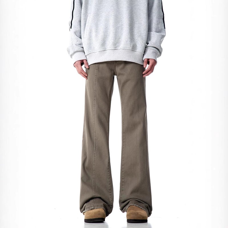 Maillard Retro Brown Micron Jeans Unisex Loose Straight Slim Look Cleanfit Pants - Image 2