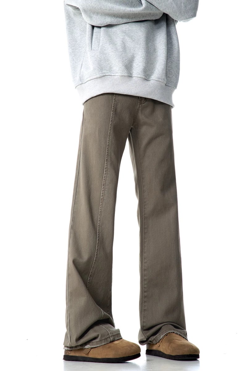 Maillard Retro Brown Micron Jeans Unisex Loose Straight Slim Look Cleanfit Pants - Image 1