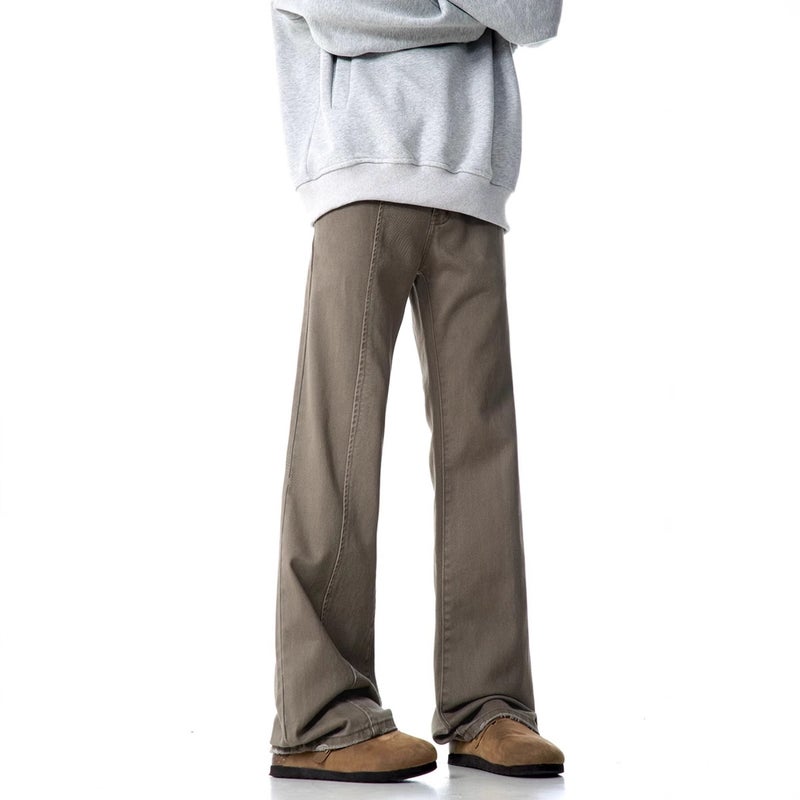 Maillard Retro Brown Micron Jeans Unisex Loose Straight Slim Look Cleanfit Pants - Image 3