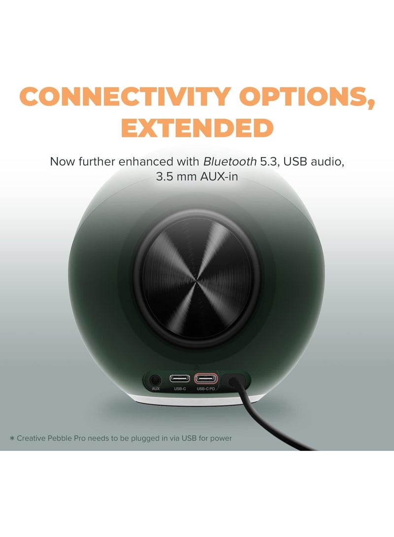 كريتيف مكبرات صوت Creative Pebble Pro Minimalist 2.0 للكمبيوتر بمنفذ USB-C وتقنية Bluetooth 5.3 مع إضاءة RGB قابلة للتخصيص، وصوت محادثة واضح وتقنية Bass Flex، وصوت عبر USB ومنفذ سماعة رأس، متوافقة مع أجهزة PC وMac (أسود) - Image 5