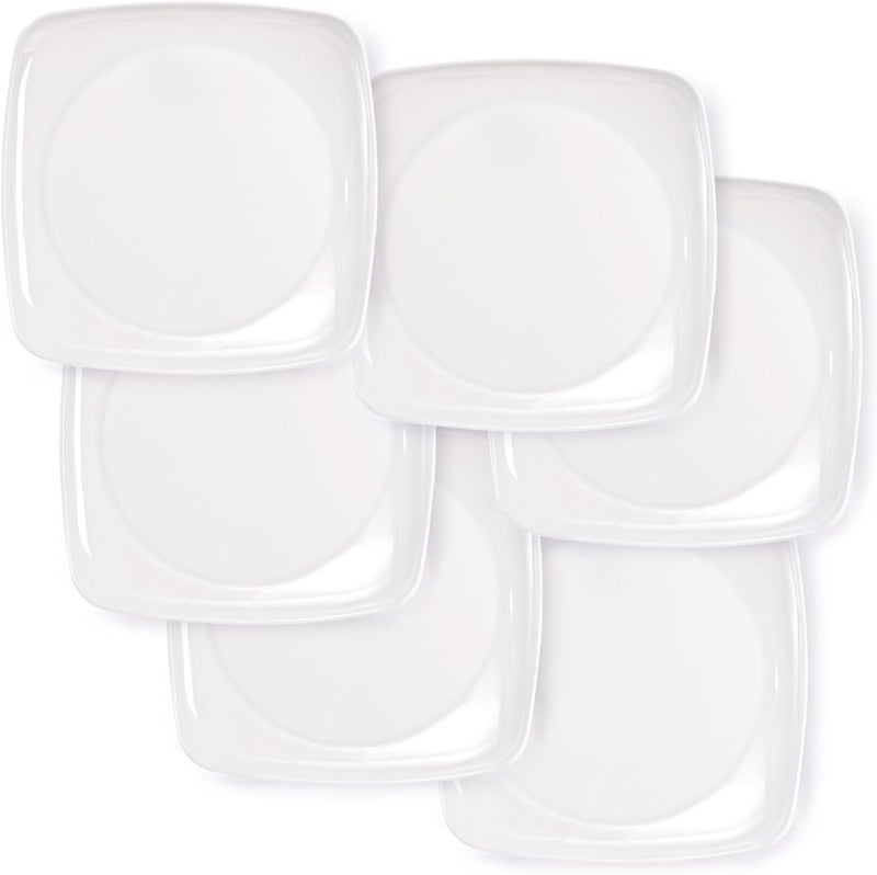 Fasmov 6 Pack 105 Melamine Sqaure Dinner Plates Unbreakable Serving Dishes Modern Square Dinnerware Square Serving Plate for Steak Pasta Fruit Salad Snacks Pizza Appetizer Plates White - Image 3