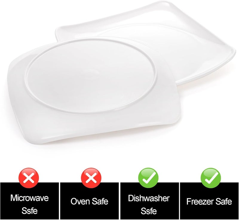 Fasmov 6 Pack 105 Melamine Sqaure Dinner Plates Unbreakable Serving Dishes Modern Square Dinnerware Square Serving Plate for Steak Pasta Fruit Salad Snacks Pizza Appetizer Plates White - Image 4