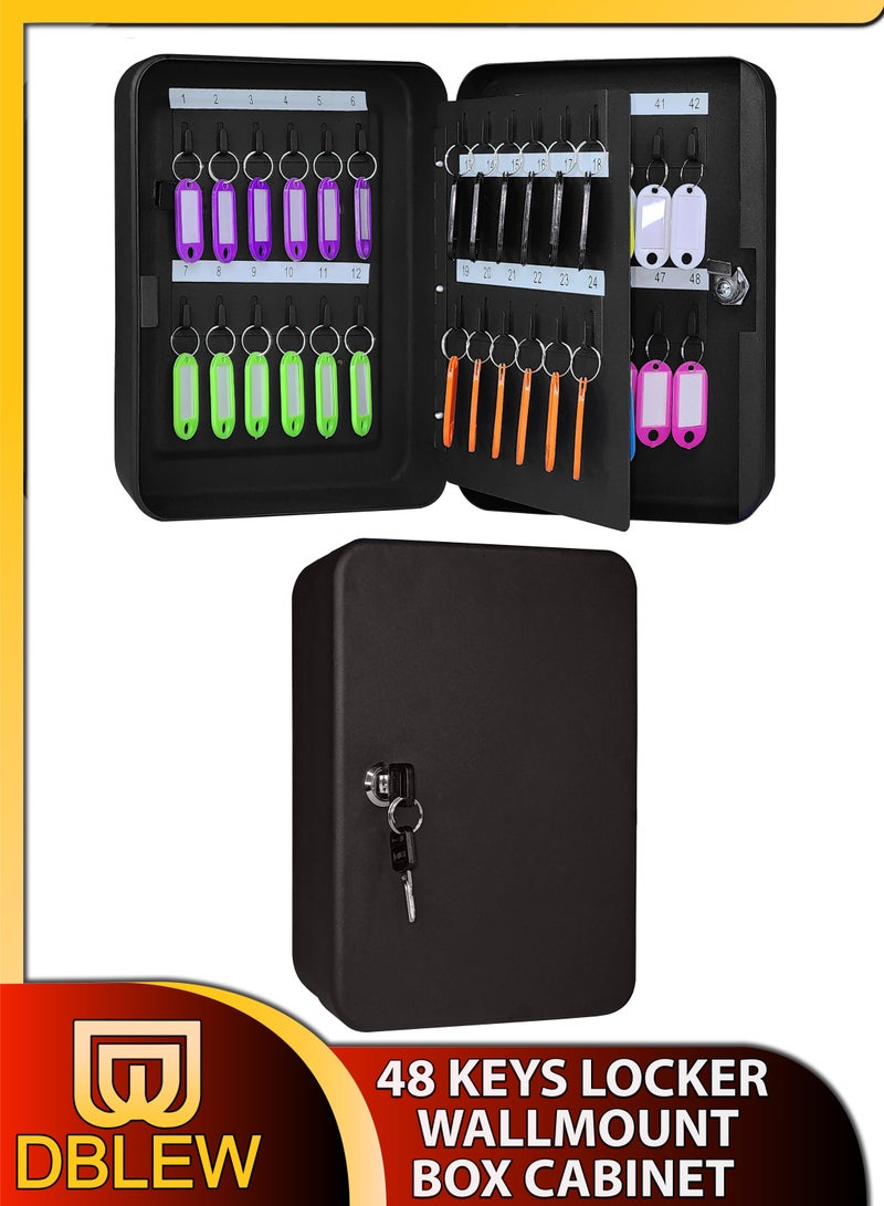دي بلو 48 صندوق حامل مفاتيح خطاف مثبت على الحائط مفتاح معدني آمن مع علامات التسمية مكتب المنزل تخزين مفتاح منظم خزانة مفتاح خزانة منزل حافظة مفاتيح السيارة إدارة قفل أمان - Image 1