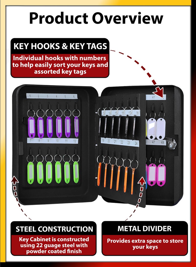 دي بلو 48 صندوق حامل مفاتيح خطاف مثبت على الحائط مفتاح معدني آمن مع علامات التسمية مكتب المنزل تخزين مفتاح منظم خزانة مفتاح خزانة منزل حافظة مفاتيح السيارة إدارة قفل أمان - Image 3
