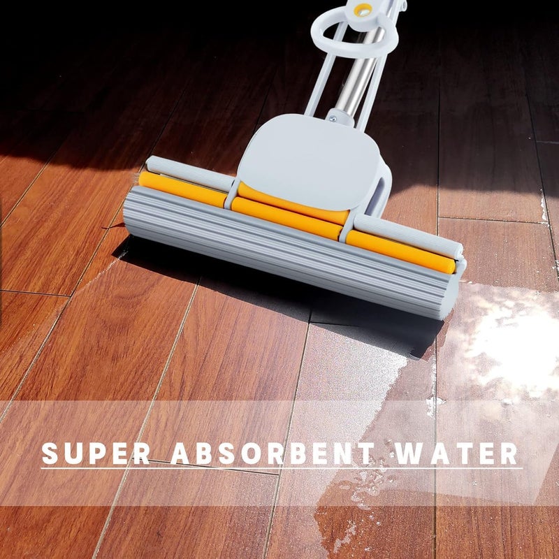 Kiwilon Big Sponge Mop for Floor Cleaning Stainless Steel Butterfly mop for Cleaning Floor PVA Sponge Mop Stick for Bathroom Cleaning - Image 5