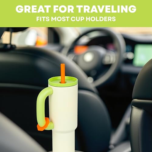 CPENSUS 1200ML Stainless Steel Tumbler with Lid and Straw, Hot and Cold with Handle, 100% Leak Proof Mug Cupholder for Travelling, Gym (Cream + Green) - Image 4