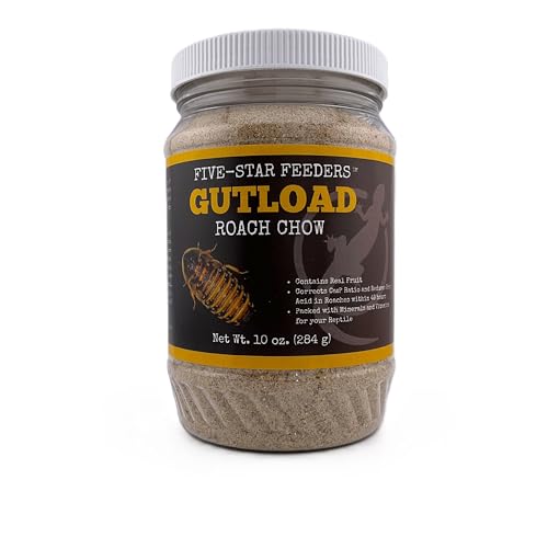Five-Star Feeders Roach Gutload Formula – Nutrient-Rich Pre-Feeding Diet for Dubia Roaches and Feeder Insects – 10 oz Plastic Jar - Image 1