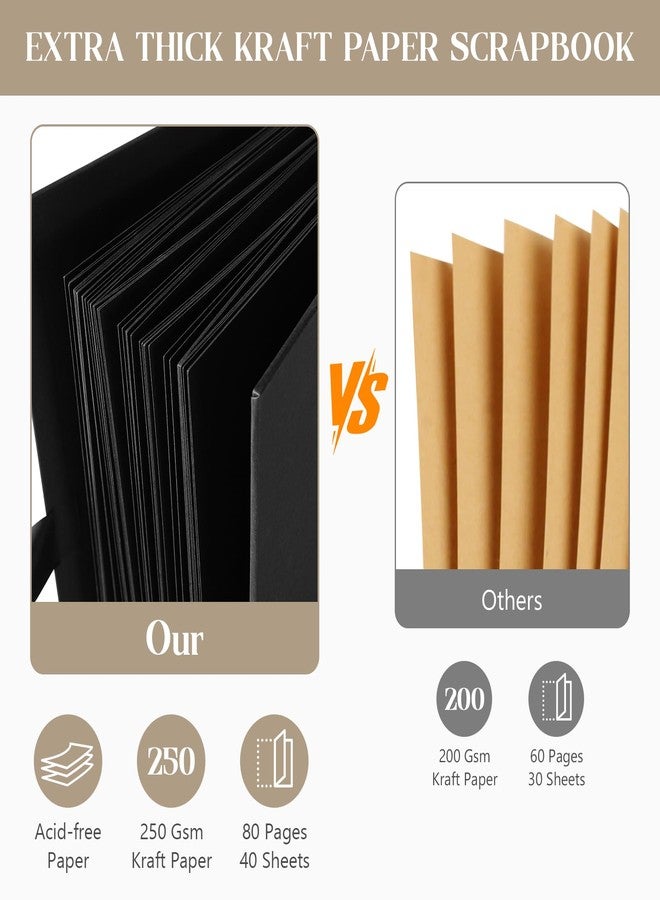 INNOCHEER Photo Album - Self Adhesive 80 Black Pages, Large Scrap Book Wedding Guest Book for DIY Anniversary Travel Memory Scrapbooking (Black 10X10) - Image 2