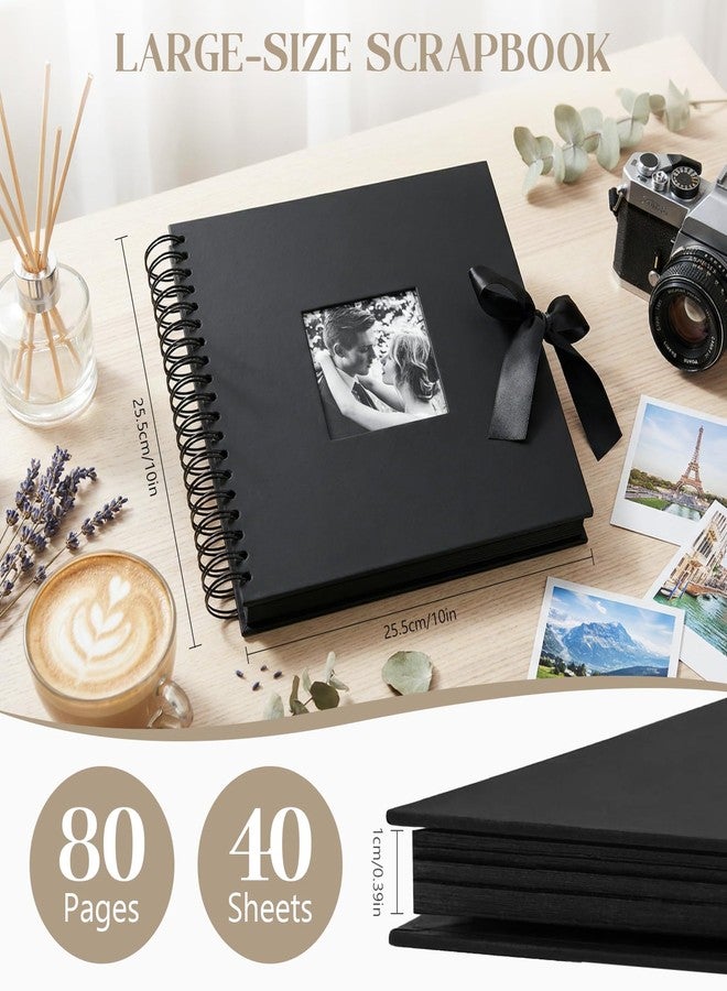 INNOCHEER Photo Album - Self Adhesive 80 Black Pages, Large Scrap Book Wedding Guest Book for DIY Anniversary Travel Memory Scrapbooking (Black 10X10) - Image 4