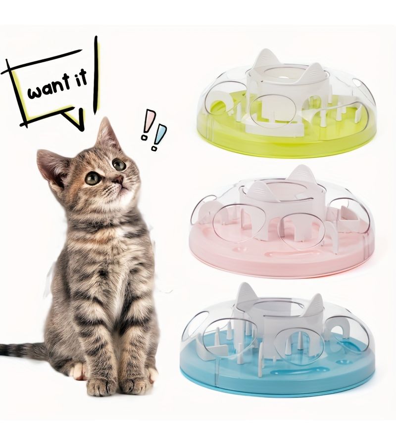 Green Slow Feeder Maze Bowl For Pet Cats Toy To Keep Entertained Prevent Choking - Image 3
