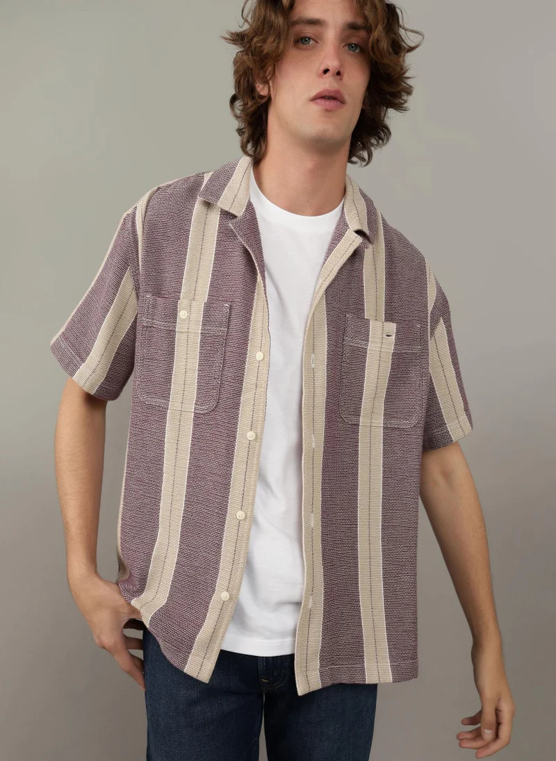American Eagle Ae Striped Button-Up Poolside Shirt