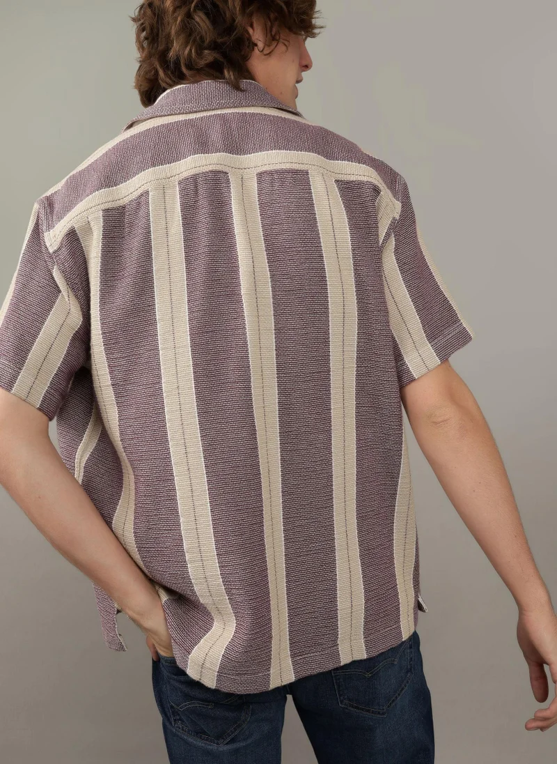 American Eagle Ae Striped Button-Up Poolside Shirt