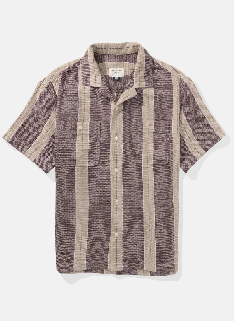 American Eagle Ae Striped Button-Up Poolside Shirt