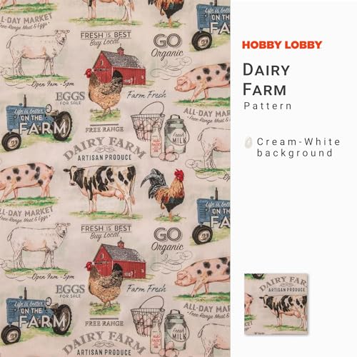 Hobby Lobby Dairy Farm Cotton Calico Fabric (2 Yard) - - Printed Sewing Lightweight Precut Fabric for Sewing Clothes, Homeware, & Other Accessories - Image 2