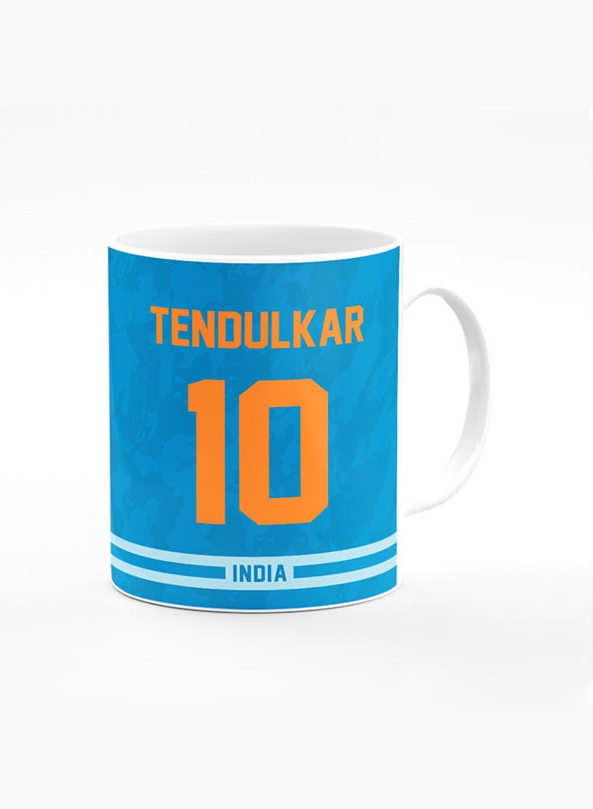Stylizedd Designer Printed Coffee Mug with Heavy Duty Handle 11oz Ceramic Personalised Gift Mugs Cup [Microwave Safe & Dishwasher Proof ] - Cricket Player - Sachin Tendulkar, Jersey Number - 10 - Image 1