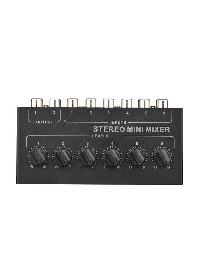 Mini Stereo 6 Channel Passive Mixer Rca Portable Audio Mixer 6 In 2 Out Stereo Distributor Volume Control No Battery Required