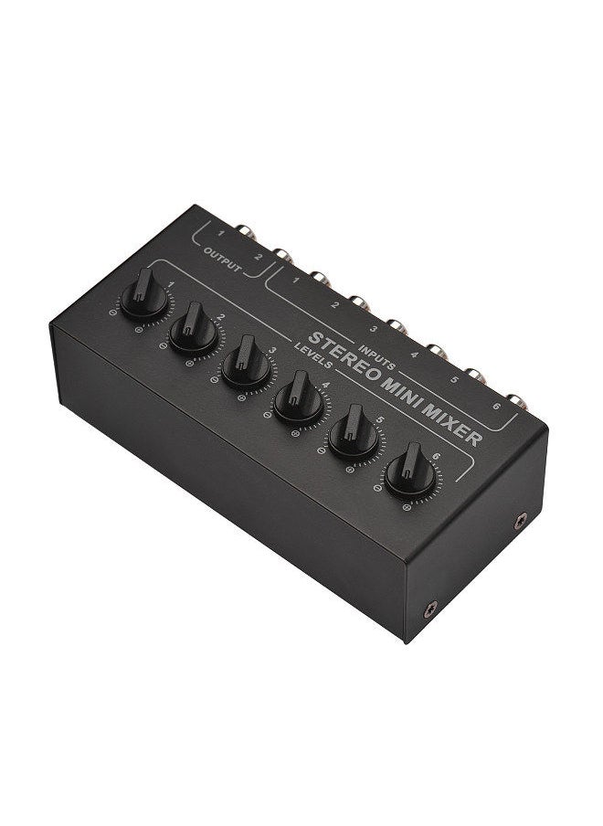 Mini Stereo 6 Channel Passive Mixer Rca Portable Audio Mixer 6 In 2 Out Stereo Distributor Volume Control No Battery Required