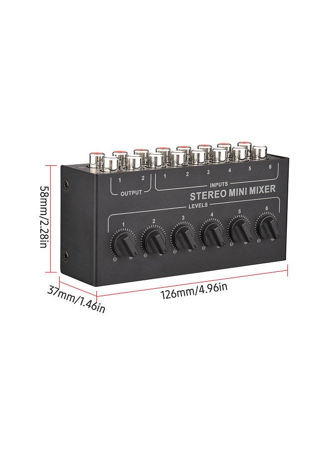 Mini Stereo 6 Channel Passive Mixer Rca Portable Audio Mixer 6 In 2 Out Stereo Distributor Volume Control No Battery Required