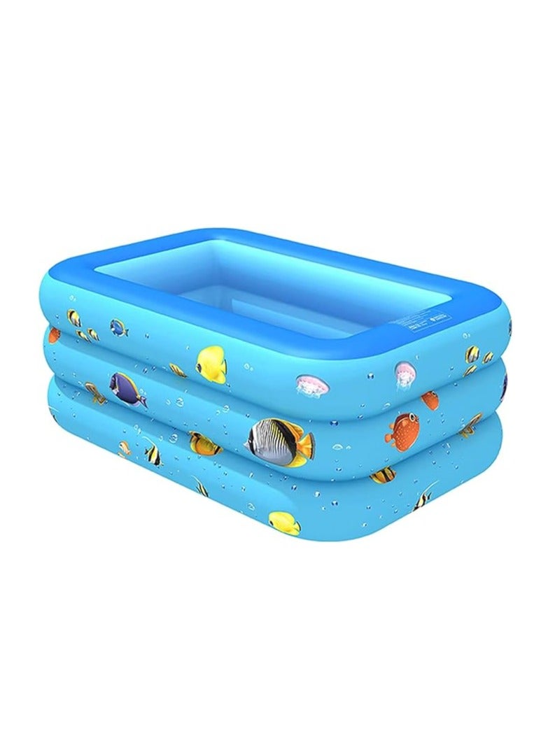 Children's inflatable swimming pool, adult leisure swimming pool, family swimming pool are suitable for outdoor garden summer water party inflatable swimming pool (130*90*50CM) - Image 1