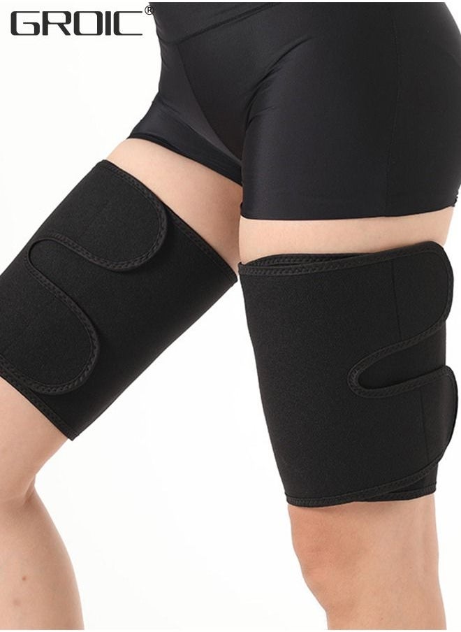 GROIC - 2 PCS Thigh Compression Sleeve,Sweating Leg Support Socks Wrap Thigh Support Brace,Thigh Brace Support,Neoprene Hamstring Quad Wrap Non-Slip Upper Leg Brace,Fitness Leg Harness Belt - Image 1