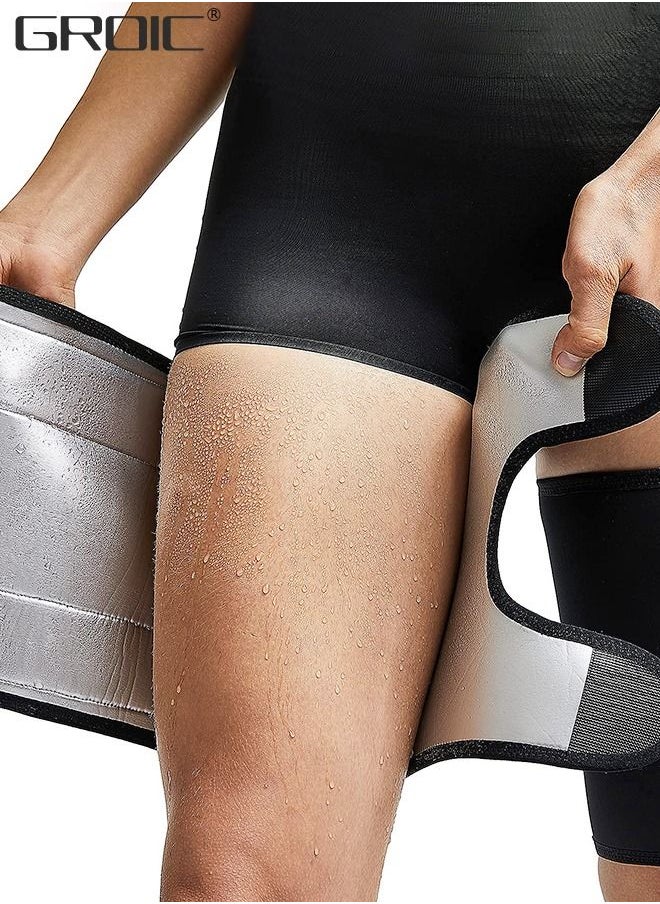 GROIC - 2 PCS Thigh Compression Sleeve,Sweating Leg Support Socks Wrap Thigh Support Brace,Thigh Brace Support,Neoprene Hamstring Quad Wrap Non-Slip Upper Leg Brace,Fitness Leg Harness Belt - Image 1