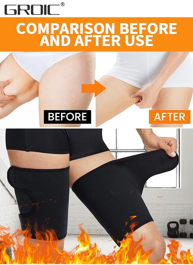 GROIC - 2 PCS Thigh Compression Sleeve,Sweating Leg Support Socks Wrap Thigh Support Brace,Thigh Brace Support,Neoprene Hamstring Quad Wrap Non-Slip Upper Leg Brace,Fitness Leg Harness Belt - Image 1