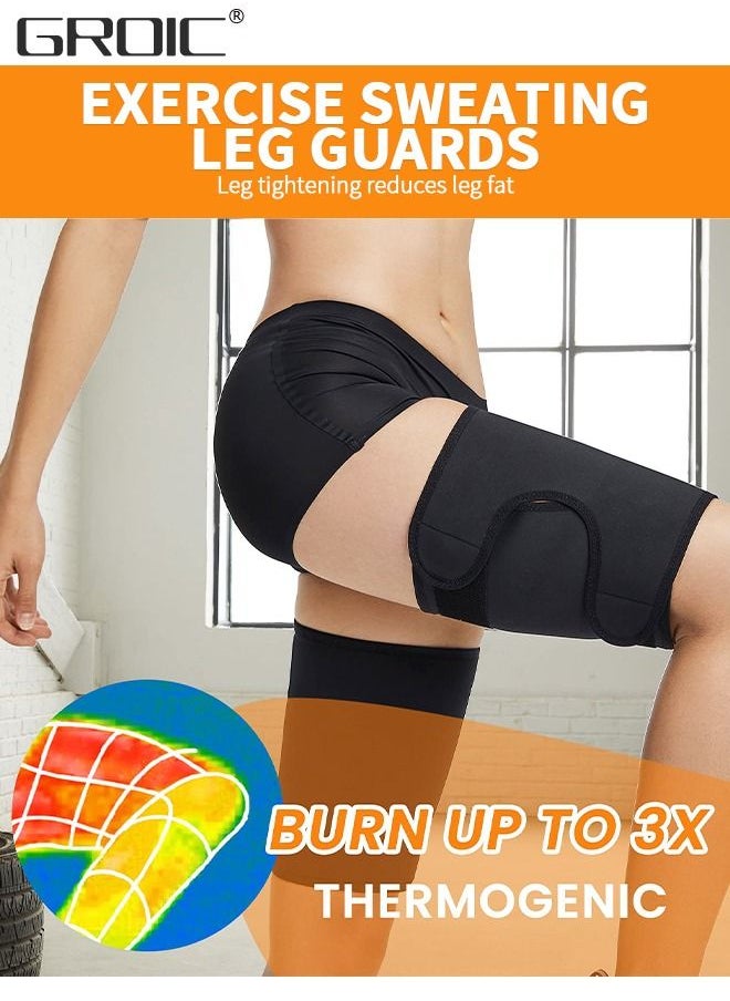 GROIC - 2 PCS Thigh Compression Sleeve,Sweating Leg Support Socks Wrap Thigh Support Brace,Thigh Brace Support,Neoprene Hamstring Quad Wrap Non-Slip Upper Leg Brace,Fitness Leg Harness Belt - Image 1