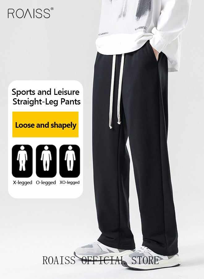 رويس بنطلون رجالي مستقيم الساق طويل فضفاض وبنطلون واسع الساق للطلاب الصغار غير رسمي وعصري مع ثنى قماش جيد - Image 1