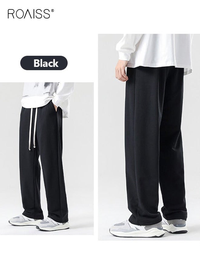roaiss Men Classic Sweatpants with Side Pockets, Wide Leg Sport Pants for Men, Stylish Versatile Slacks with Adjustable Drawstring and Elastic Waistband, Suitable for Active Lifestyles and Casual Occasions - Image 4