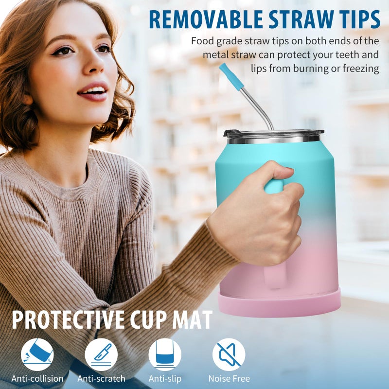VICKNIY 50oz Tumbler with Lid and Straw - Gulp, Protective Cup Mat, 50 oz Stainless Steel Coffee Mug for Travel Work, Double Wall Insulated Tumblers Metal Cups, Leak Proof Large Flask Jug Water Bottle - Image 5