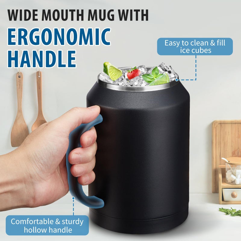 VICKNIY 50oz Tumbler with Lid and Straw - Gulp, Protective Cup Mat, 50 oz Stainless Steel Coffee Mug for Travel Work, Double Wall Insulated Tumblers Metal Cups, Leak Proof Large Flask Jug Water Bottle - Image 4