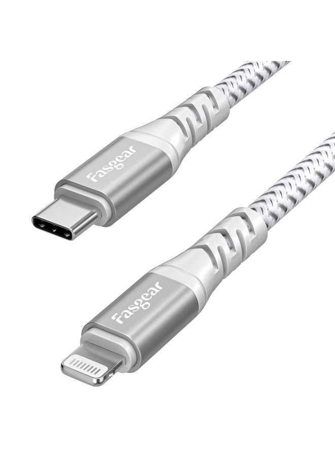 Fasgear USB-C to Lightning Cable 6ft 1 Pack Long MFi Certified Braided USB C to Lightning PD Fast Charger Cord Compatible for iPhone 11 12 13 14 Pro Max X XS XR 8 7 6s Plus SE iPad AirPods Pro Grey - Image 1